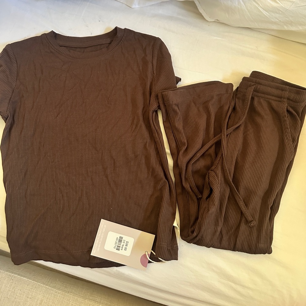 Forever French baby 2-3T brown ribbed wide leg set